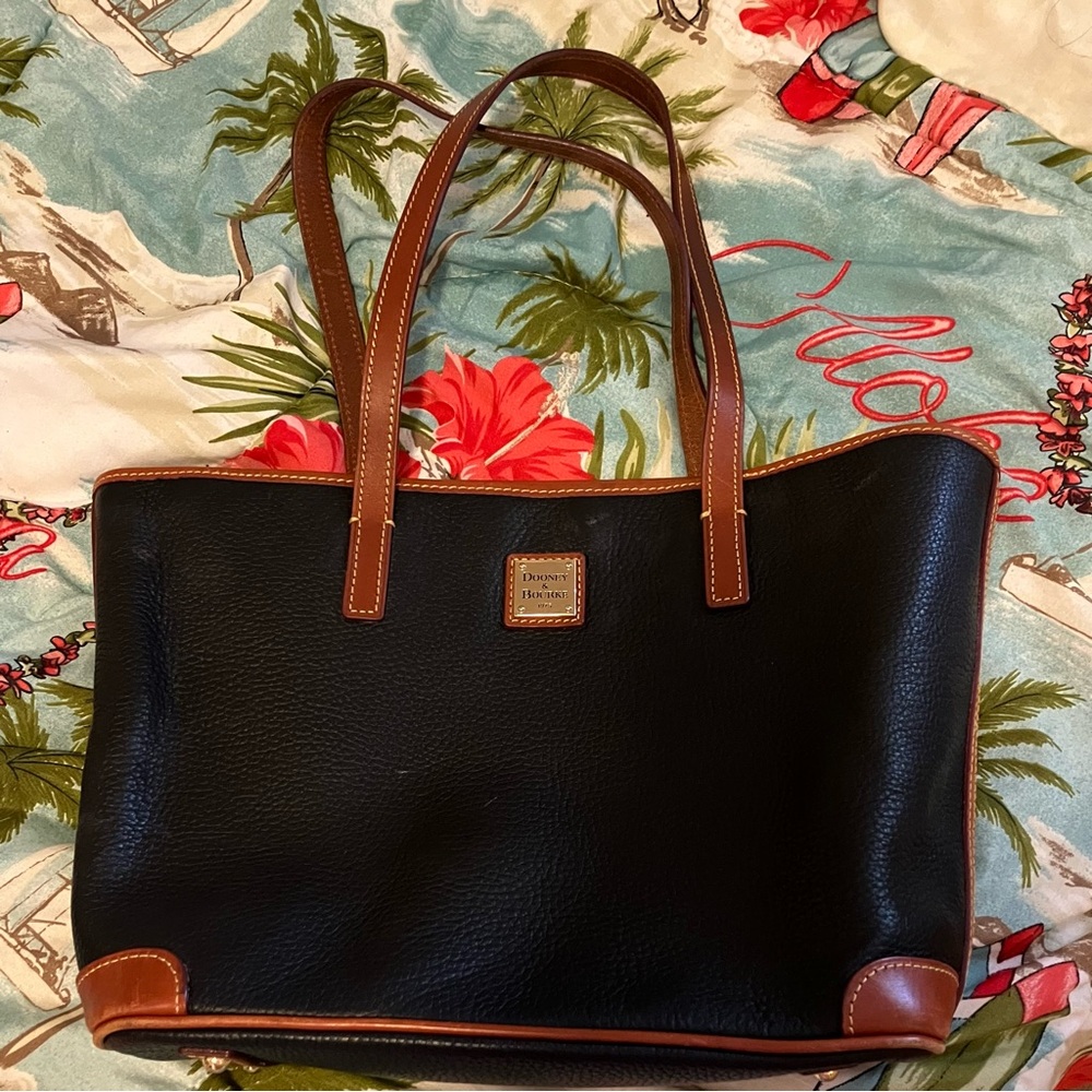 Dooney & Bourke Charleston Black and Tan Leather Tote